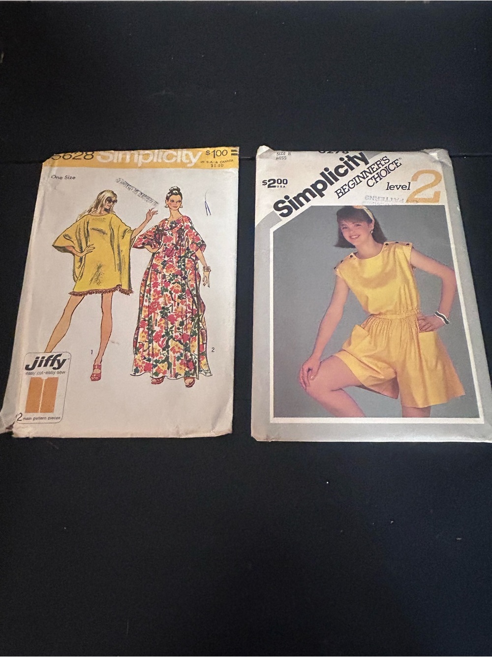 Simplicity Vintage Sewing Pattern Lot with Yellow Dress/Romper
